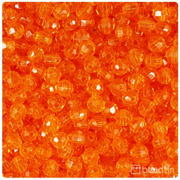 BeadTin Orange Transparent 6mm Faceted Round Craft Beads (600pcs)