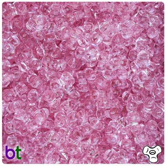 BeadTin Pale Pink Transparent 11mm TriBead Craft Beads (500pcs)
