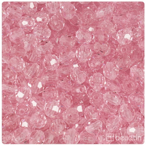 BeadTin Pale Pink Transparent 8mm Faceted Round Craft Beads (450pcs)