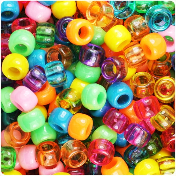BeadTin Party Time Mix 9mm Barrel Pony Beads (500pc)