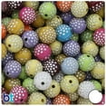 thumbnail image 1 of BeadTin Pastel Mix Opaque 12mm Round Plastic Accent Beads - Silver Dots (75pcs), 1 of 1