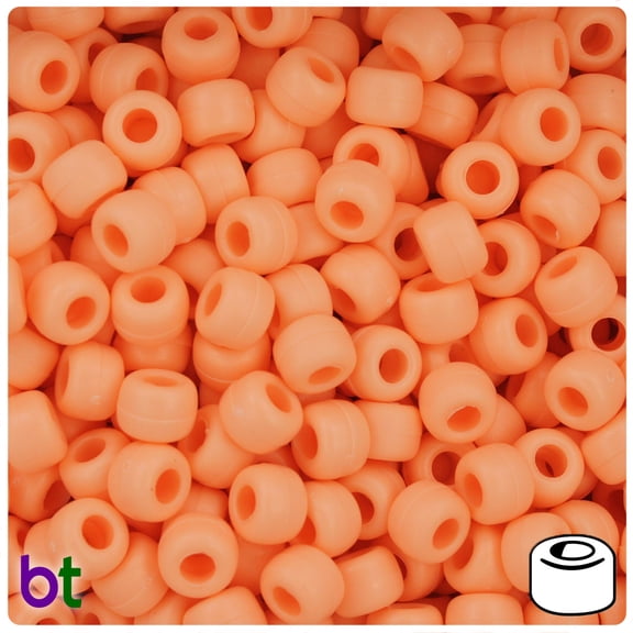 BeadTin Peach Matte 9mm Barrel Pony Beads (500pc)