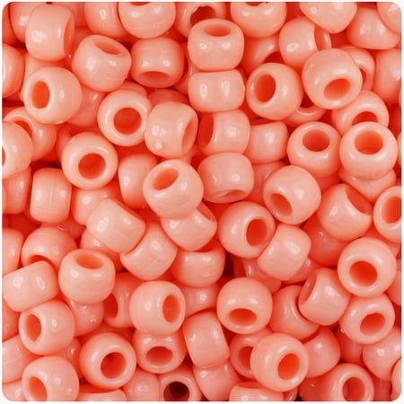 BeadTin Peach Opaque 9mm Barrel Pony Beads (500pc)