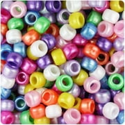 BeadTin Pearl Multi 9mm Barrel Pony Beads (500pc)