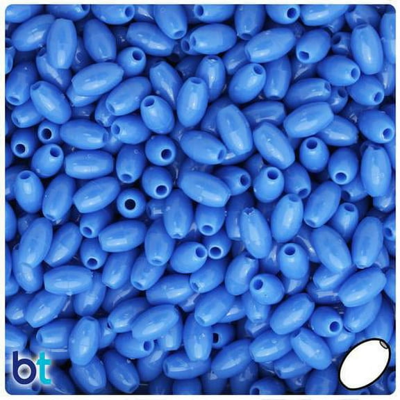 BeadTin Periwinkle Opaque 9mm Oat Plastic Beads (500pcs)