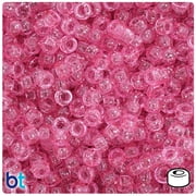BeadTin Pink Sparkle 6.5mm Mini Barrel Pony Beads 1000pcs