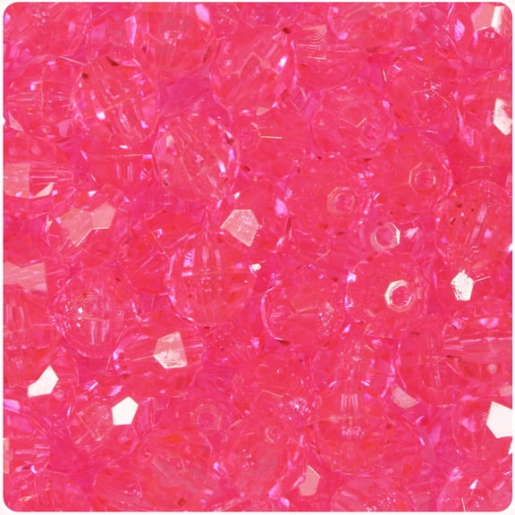 BeadTin Pink Transparent 12mm Faceted Round Craft Beads (180pcs)