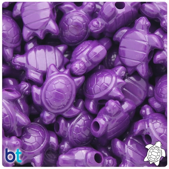 BeadTin Plum Neon Bright 23mm Sea Turtle Pony Beads (24pcs)