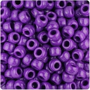 BeadTin Plum Neon Bright 9mm Barrel Pony Beads (500pc)