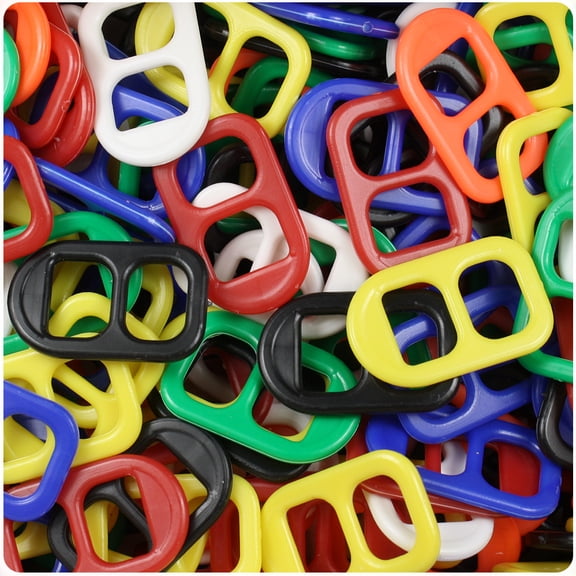 BeadTin Primary Colors Mix Opaque 25mm Plastic Soda Pop Tabs (2oz)