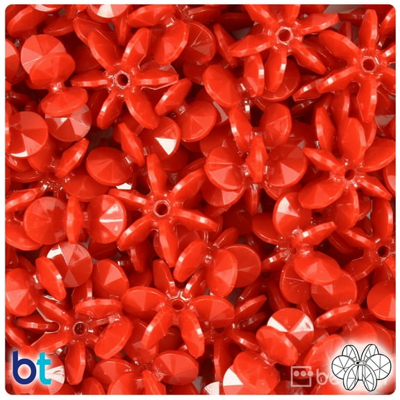 BeadTin Red Opaque 18mm SunBurst Craft Beads (135pcs)