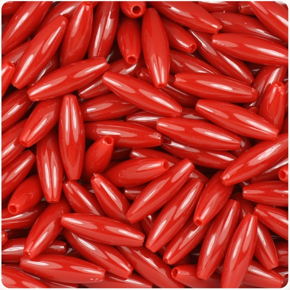 BeadTin Red Opaque 19mm Spaghetti Craft Beads (150pcs)