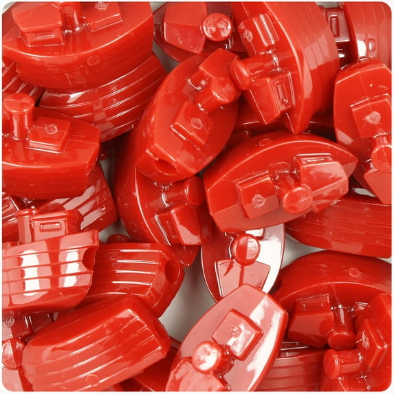 BeadTin Red Opaque 25mm Boat Pony Beads (24pcs)