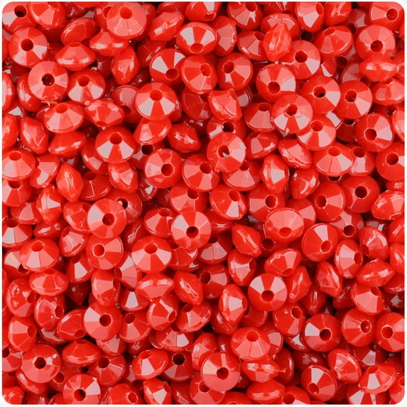 BeadTin Red Opaque 6mm Faceted Rondelle Craft Beads (1350pcs)
