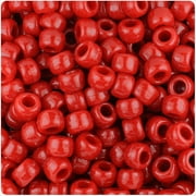 BeadTin Red Opaque 9mm Barrel Pony Beads 500pc