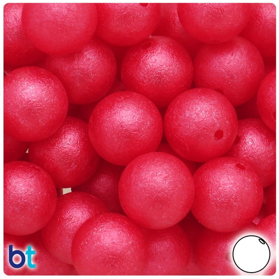 BeadTin Red Textured Pearl 20mm Round Plastic Beads (10pcs)