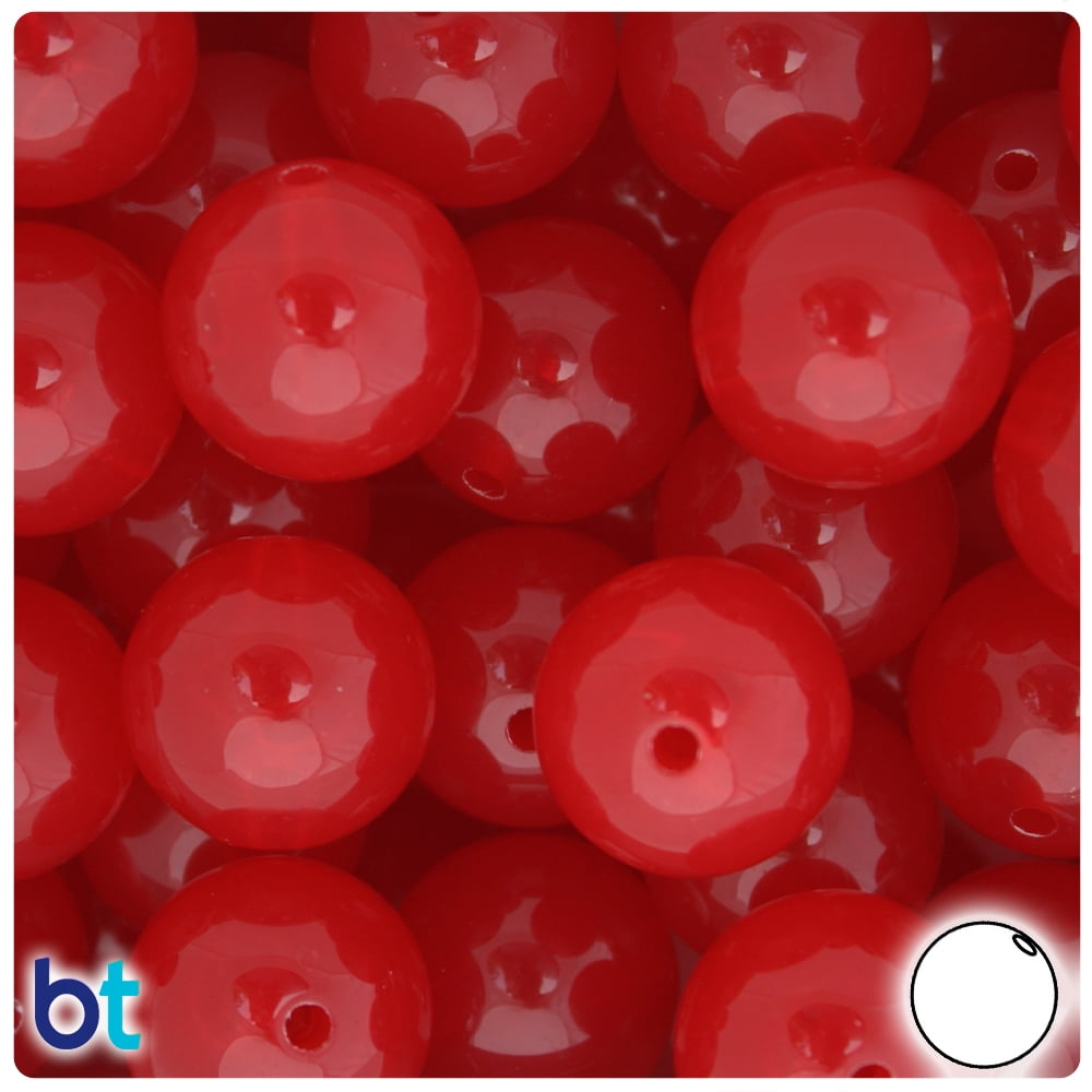 BeadTin Red Translucent 20mm Round Plastic Beads (10pcs) - Walmart.com