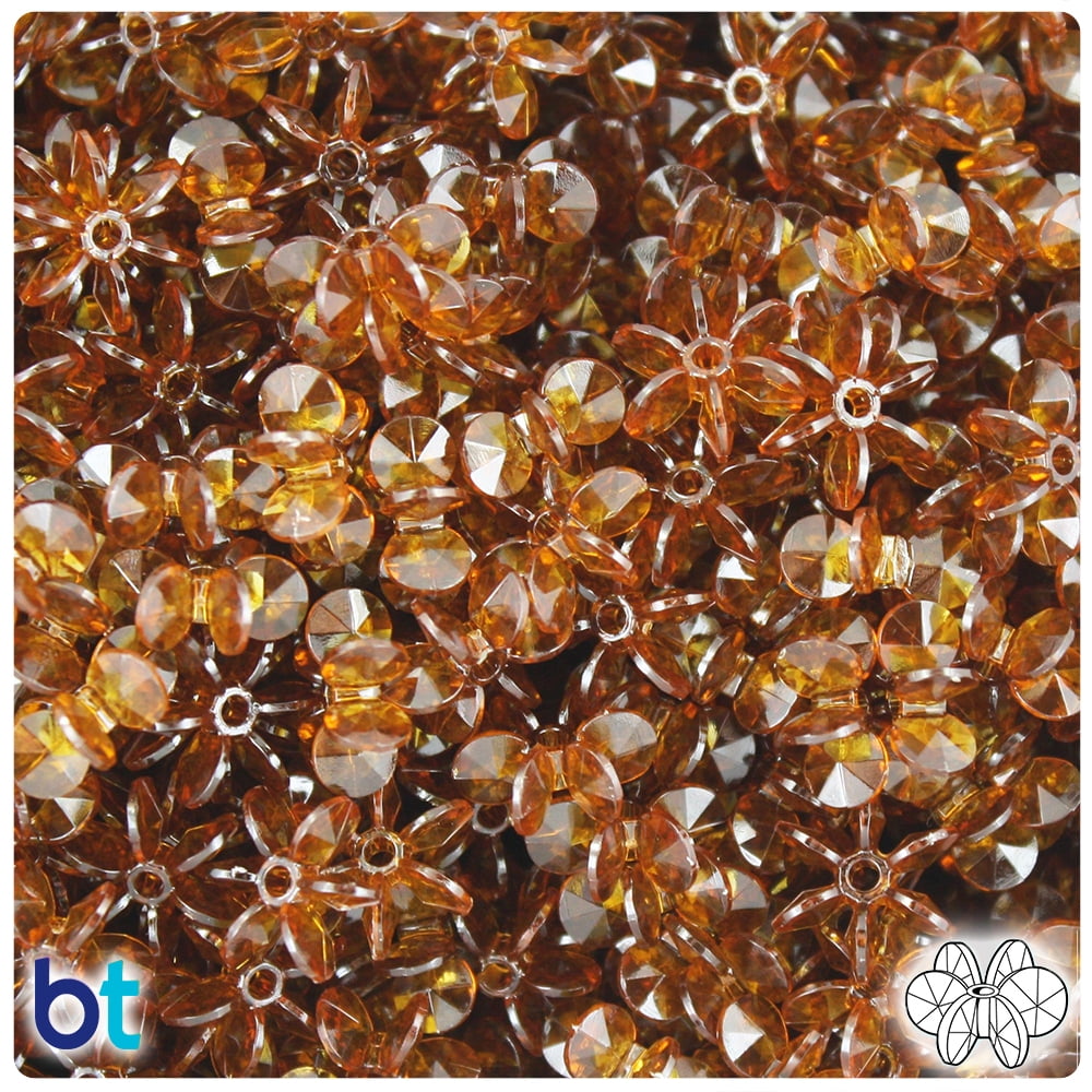 BeadTin Root Beer Transparent 18mm Sunburst Craft Beads - 135 Pieces For Jewelry Making