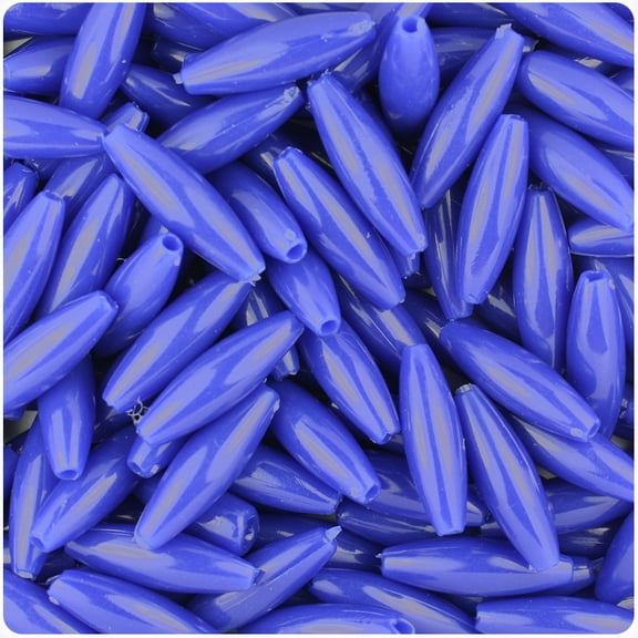 BeadTin Royal Blue Opaque 19mm Spaghetti Craft Beads (150pcs)