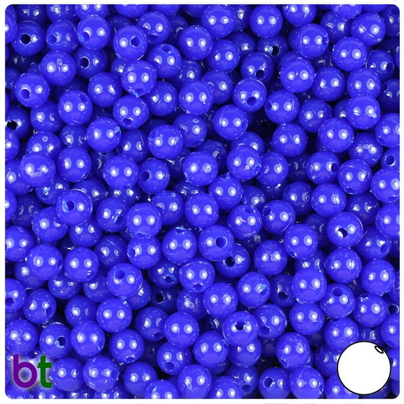 BeadTin Royal Blue Opaque 6mm Round Plastic Beads (500pcs)