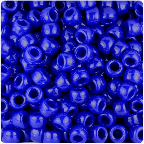 BeadTin Royal Blue Opaque 9mm Barrel Pony Beads (500pc)