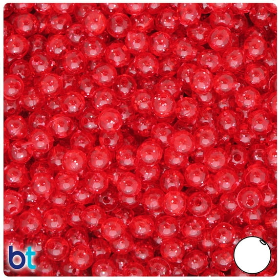 BeadTin Ruby Sparkle 6mm Round Plastic Beads (500pcs)