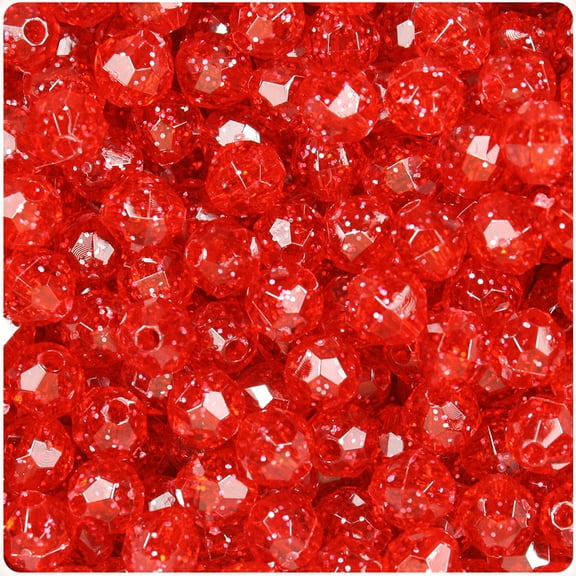 BeadTin Ruby Sparkle 8mm Faceted Round Craft Beads (450pcs)