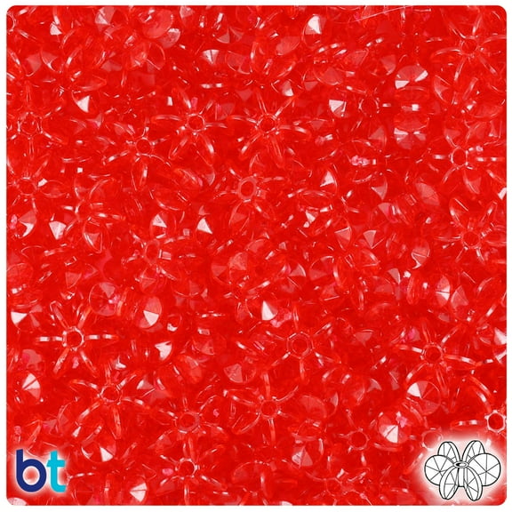 BeadTin Ruby Transparent 10mm SunBurst Craft Beads (450pcs)