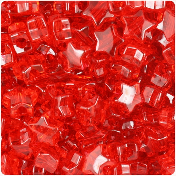 BeadTin Ruby Transparent 13mm Star Pony Beads (250pcs)