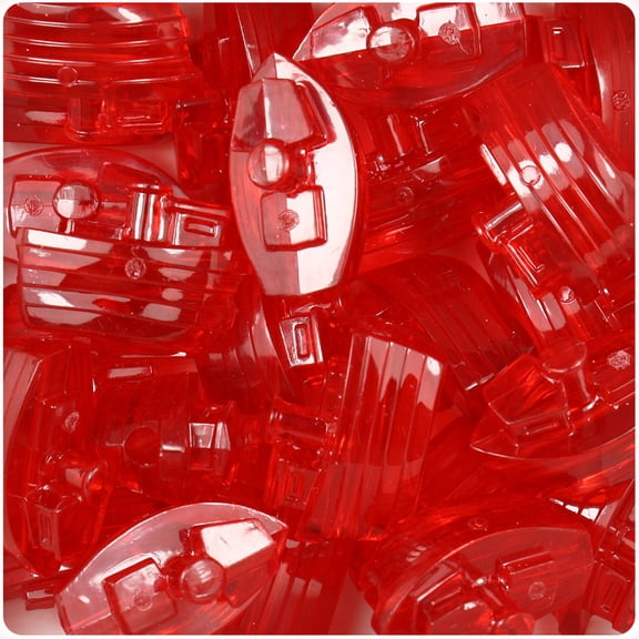 BeadTin Ruby Transparent 25mm Boat Pony Beads (24pcs)