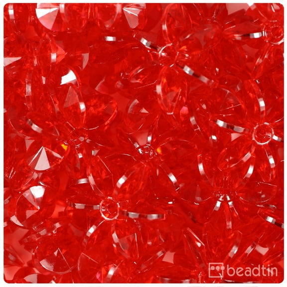 BeadTin Ruby Transparent 25mm SunBurst Craft Beads (80pcs)