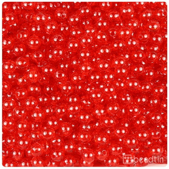 BeadTin Ruby Transparent 6mm Round Craft Beads (500pcs)