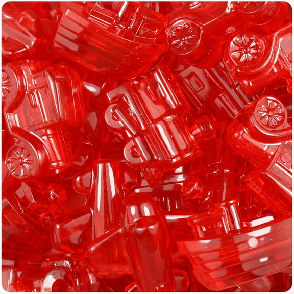 BeadTin Ruby Transparent Mini Mobile Pony Beads (2oz)