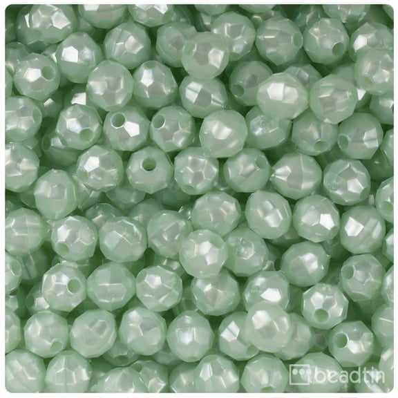 BeadTin Sea Foam Pearl 8mm Faceted Round Craft Beads (450pcs)