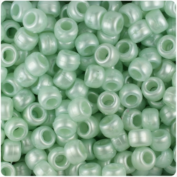 BeadTin Sea Foam Pearl 9mm Barrel Pony Beads (500pc)