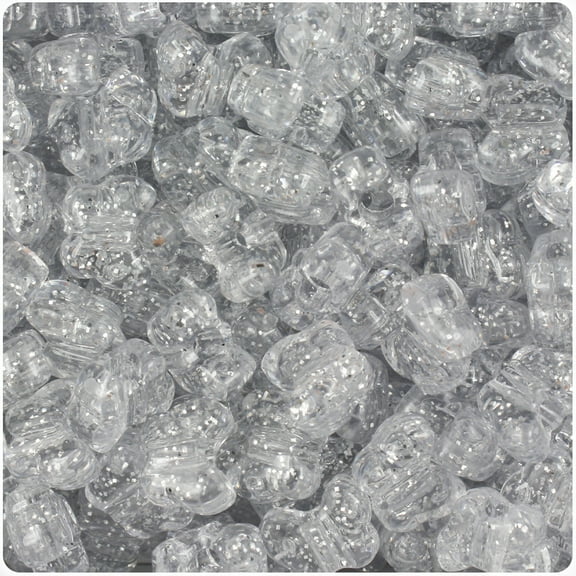 BeadTin Silver Sparkle 13mm Butterfly Pony Beads (250pcs)