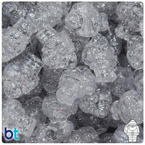 BeadTin Silver Sparkle 24mm Santa Pony Beads (24pcs)