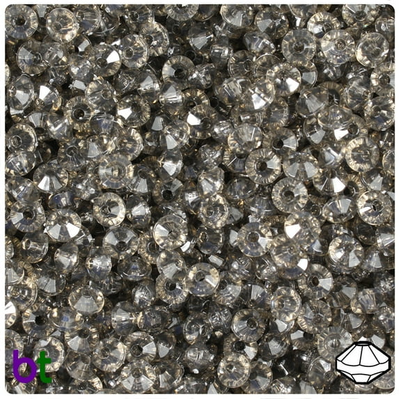 BeadTin Smoke Transparent 6mm Faceted Rondelle Craft Beads (1350pcs)