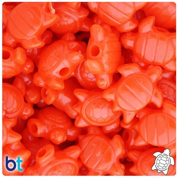 BeadTin Tangelo Neon Bright 23mm Sea Turtle Pony Beads (24pcs)