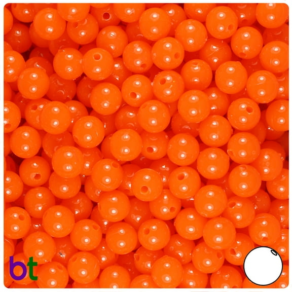 BeadTin Tangelo Neon Bright 8mm Round Craft Beads (300pcs)
