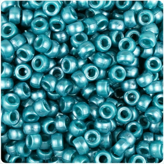 BeadTin Teal Pearl 6.5mm Mini Barrel Pony Beads (1000pcs)