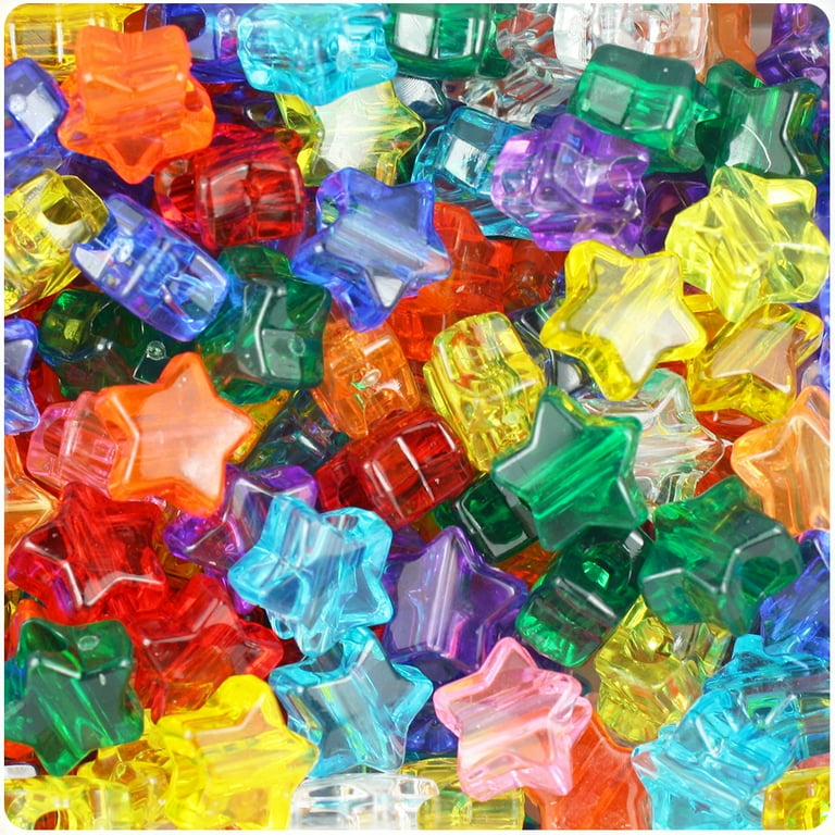 BeadTin Transparent Multi 13mm Star Pony Beads (250pcs)