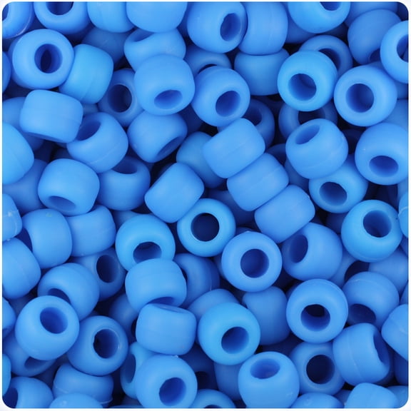 BeadTin Tropic Blue Matte 9mm Barrel Pony Beads (500pc)