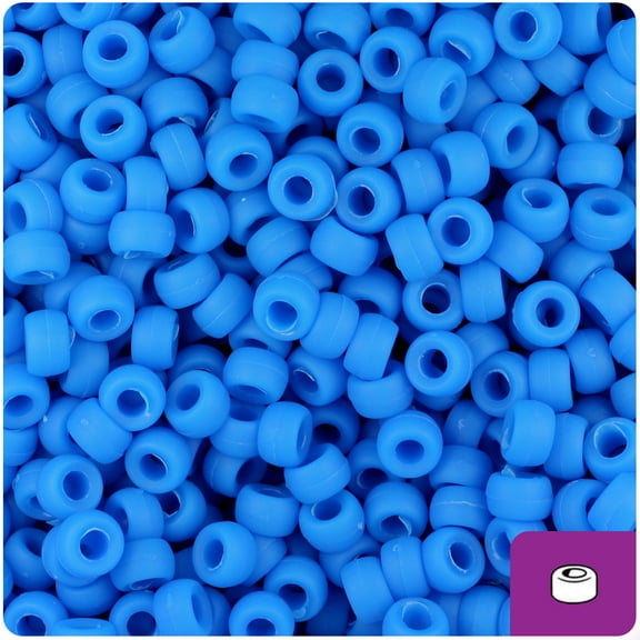 BeadTin True Blue Matte 6.5mm Mini Barrel Pony Beads (1000pcs)