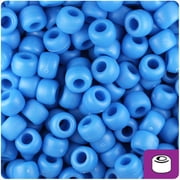 BeadTin True Blue Matte 9mm Barrel Pony Beads (500pc)