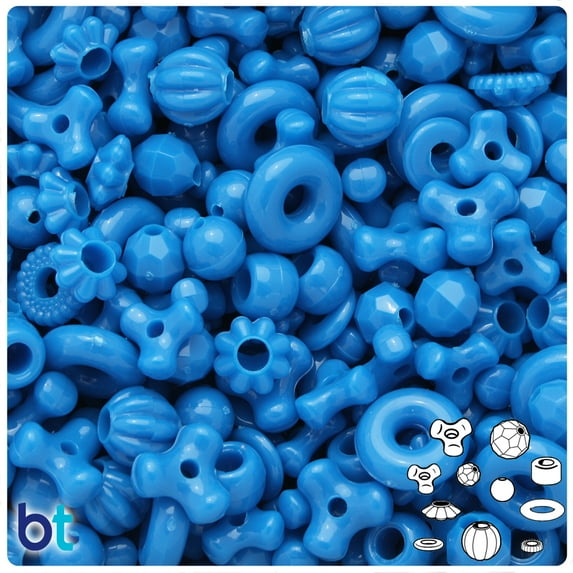 BeadTin True Blue Neon Bright Plastic Craft Bead Mix (4oz)