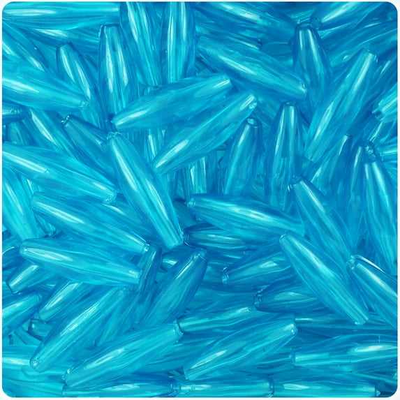 BeadTin Turquoise Transparent 19mm Spaghetti Plastic Beads (150pcs)