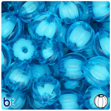 BeadTin Turquoise Transparent 20mm Melon Plastic Bead in Beads (10pcs)