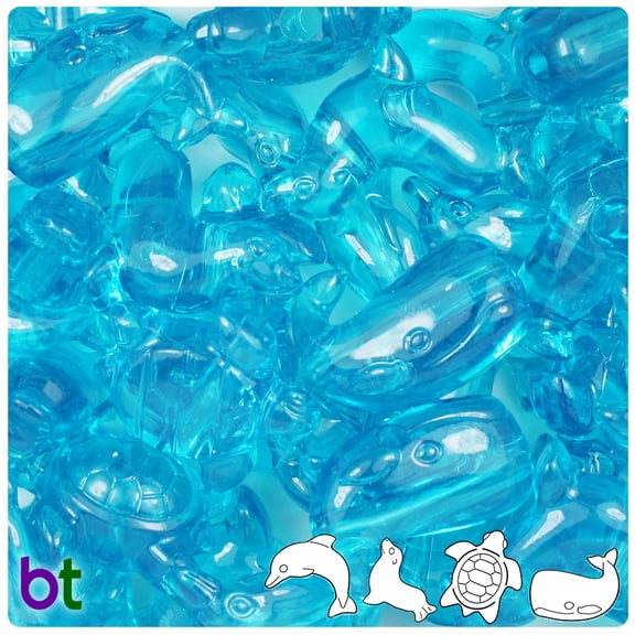 BeadTin Turquoise Transparent Marine Life Pony Beads (2oz)