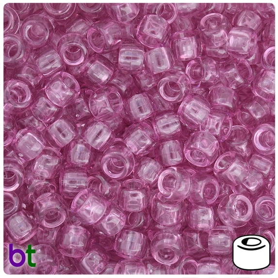 BeadTin Vintage Rose Transparent 9mm Barrel Pony Beads (500pcs)